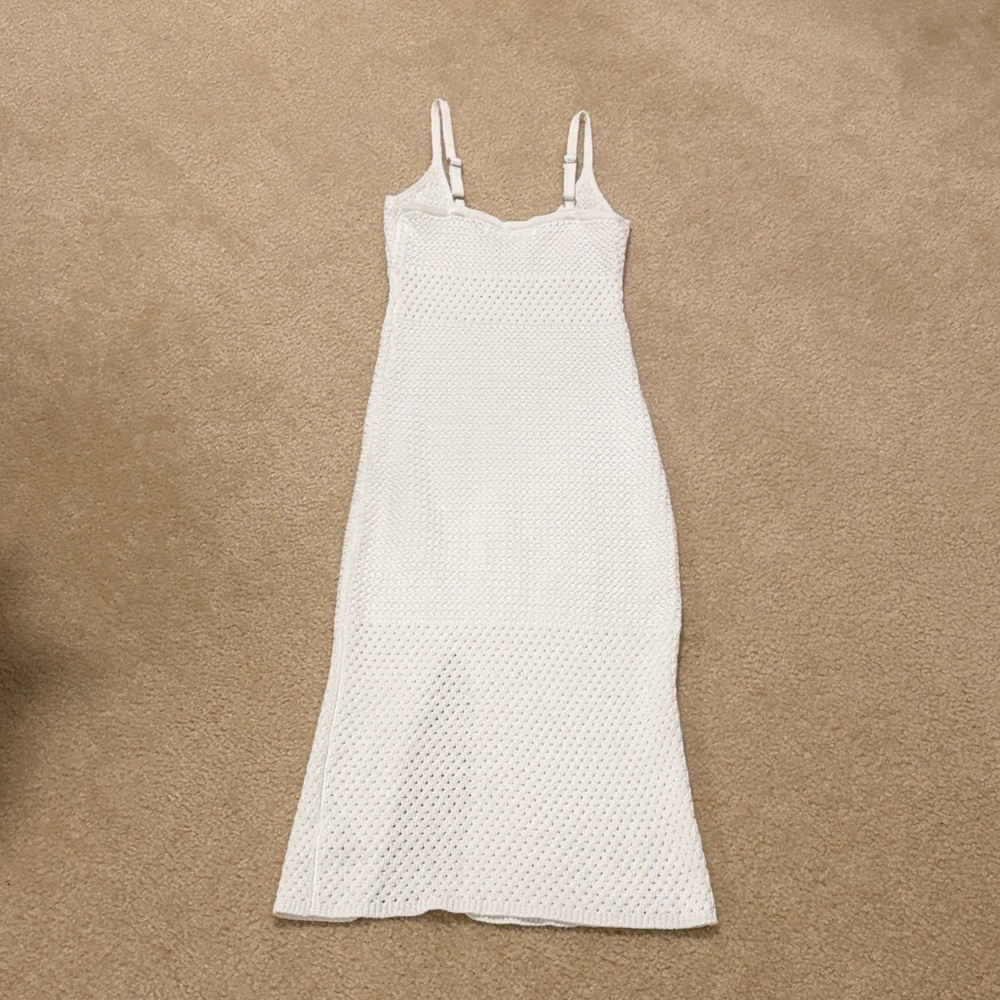 White Knit Dress with Front Slit - Picture 8 of 9